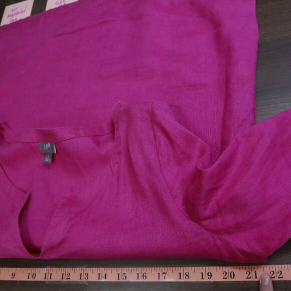 J. Jill Linen Top Women M Pink Lagenlook Boho Barbie Bright Resort Coastal Beach - Picture 10 of 15